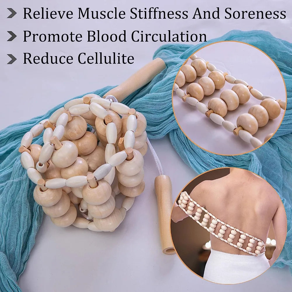 Wood Therapy Massage Tools Gua Sha Board Wooden Scraper Massage Rolls Lymphatic Drainage Tool for Release Cellulite Sore Muscle