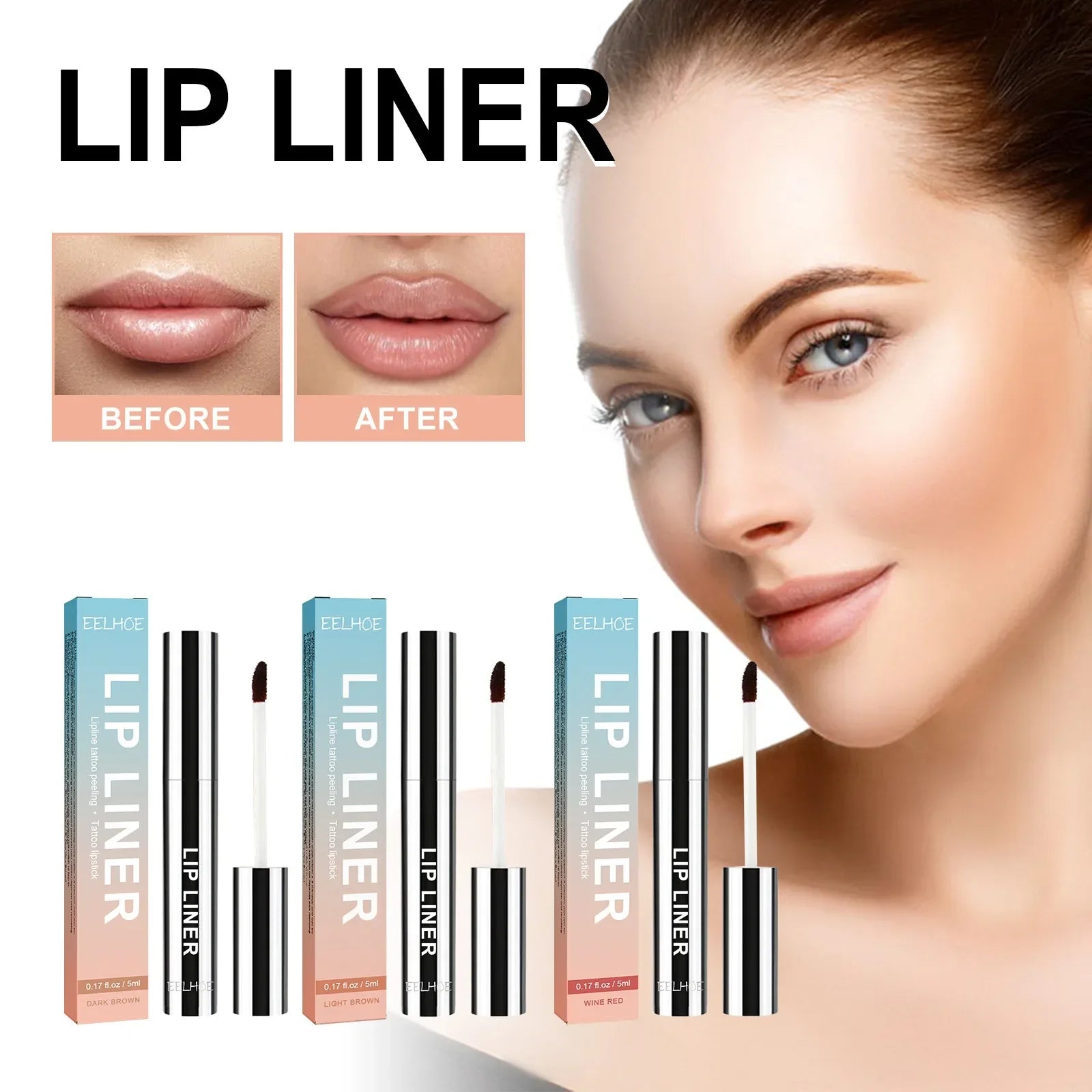 Waterproof Lip Liner Peel Off Tattoo Lipgloss Waterproof Long Lasting Matte Lip Tint Brown Contour Tear-off Lips Stain Cosmetic