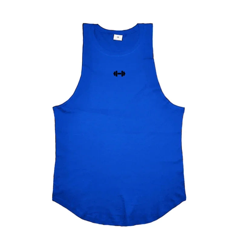 Gym Bodybuilding Fitness Muscle Clothing Summer Cotton Breathable Loose Tank Tops Mens Casual Sport Sleeveless Workout T-Shirts