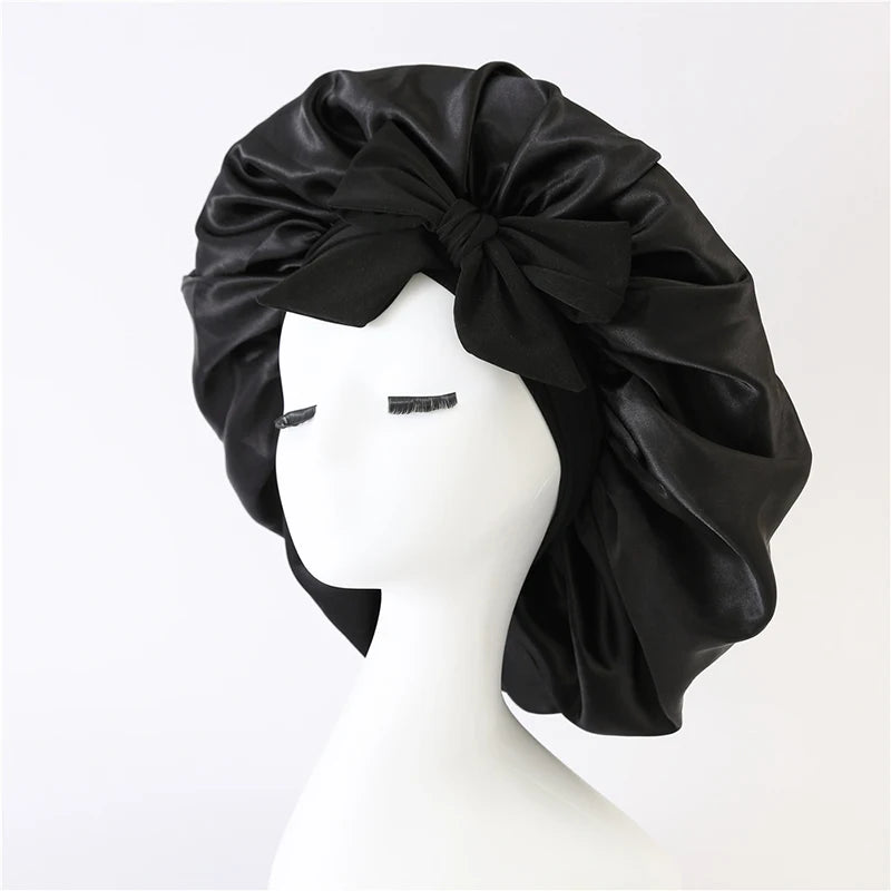 Bonnets Silk Satin Hat Hair Night Satin Bonnet Satin Hat To Sleep Bonnets for Women Cap Beanie Curly Braid Hair DM04