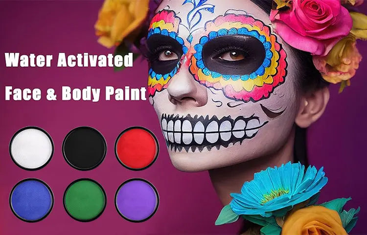 Water-Based Body Paint,Non-Toxic, Vibrant Colors, Easy Wash Off for Face & Skin, Safe for Kids & Adults,Party & Halloween Makeup