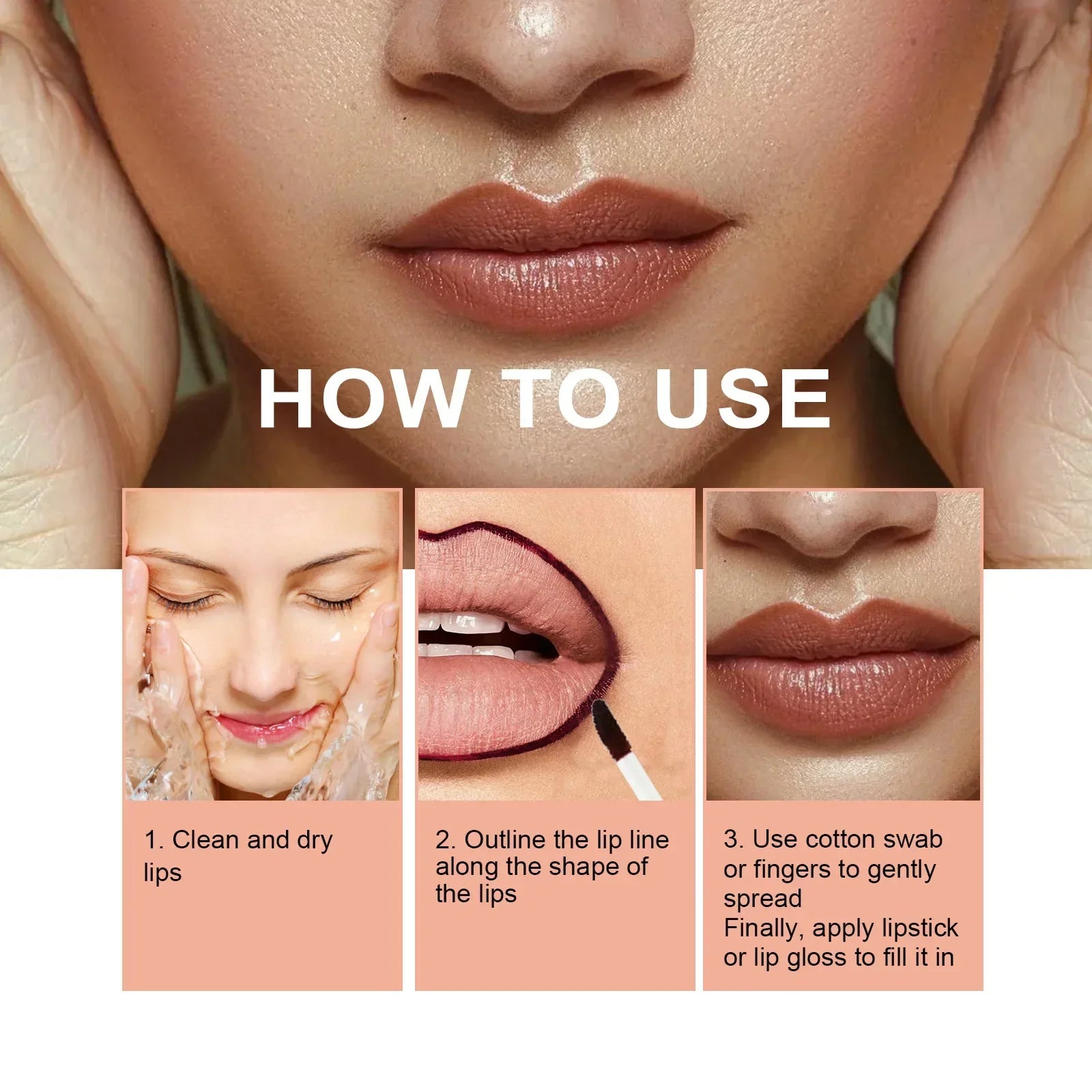 Waterproof Lip Liner Peel Off Tattoo Lipgloss Waterproof Long Lasting Matte Lip Tint Brown Contour Tear-off Lips Stain Cosmetic