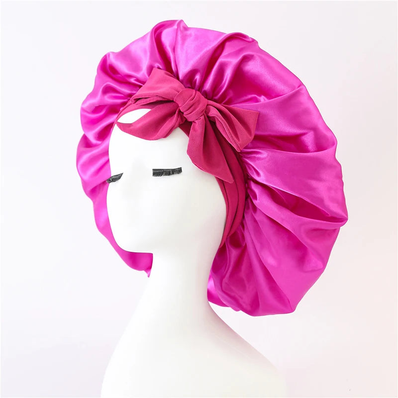 Bonnets Silk Satin Hat Hair Night Satin Bonnet Satin Hat To Sleep Bonnets for Women Cap Beanie Curly Braid Hair DM04