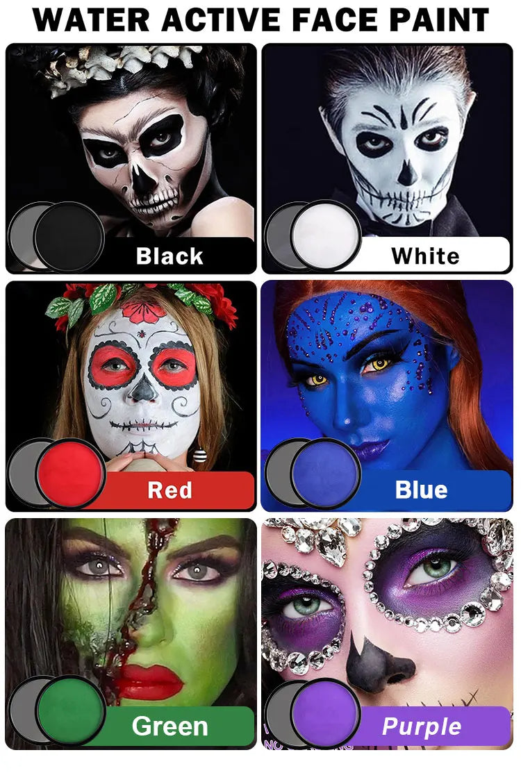Water-Based Body Paint,Non-Toxic, Vibrant Colors, Easy Wash Off for Face & Skin, Safe for Kids & Adults,Party & Halloween Makeup