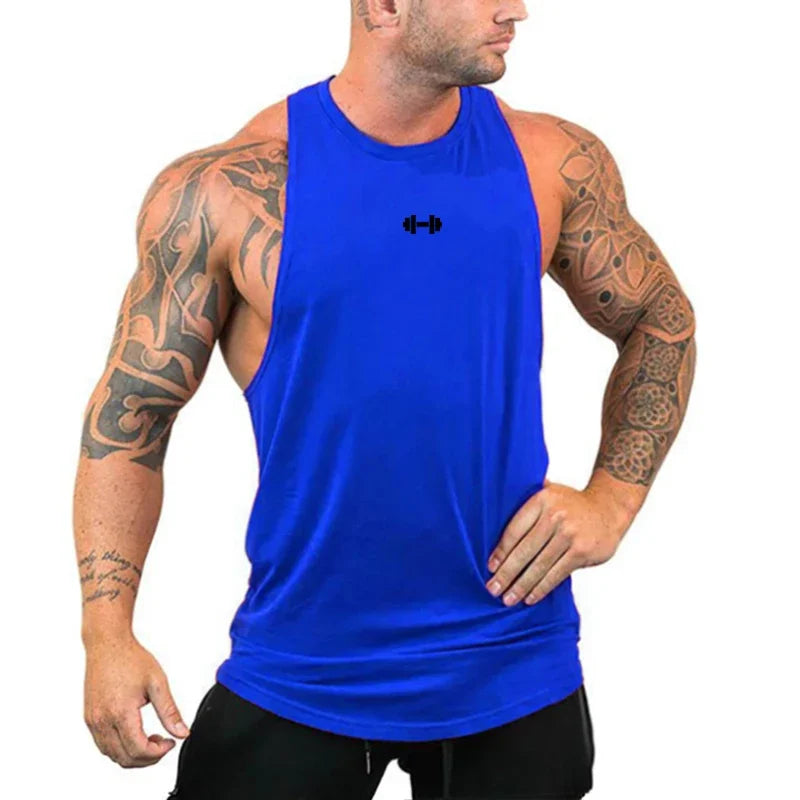 Gym Bodybuilding Fitness Muscle Clothing Summer Cotton Breathable Loose Tank Tops Mens Casual Sport Sleeveless Workout T-Shirts