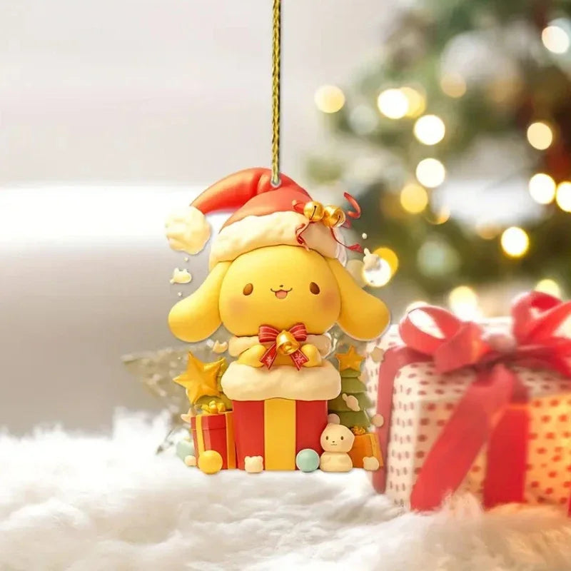 1/6/10PCS Christmas Sanrio Theme 2D Acrylic Pendant HelloKitty Cinnamoroll Kuromi Christmas Tree Decoration Pendant