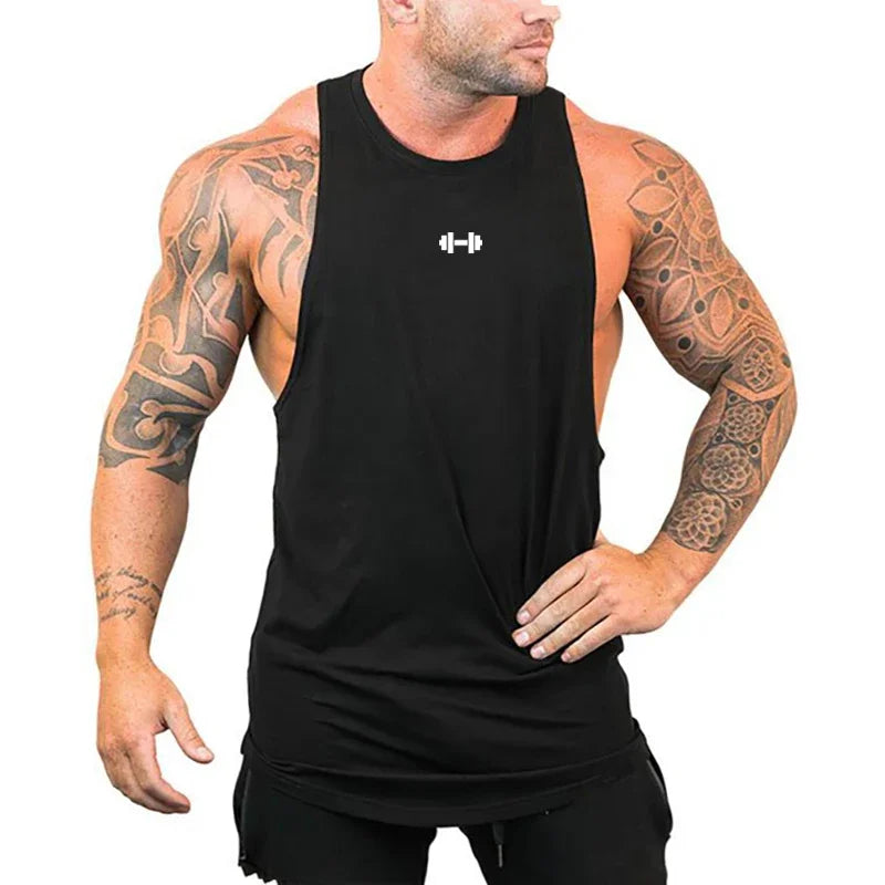 Gym Bodybuilding Fitness Muscle Clothing Summer Cotton Breathable Loose Tank Tops Mens Casual Sport Sleeveless Workout T-Shirts