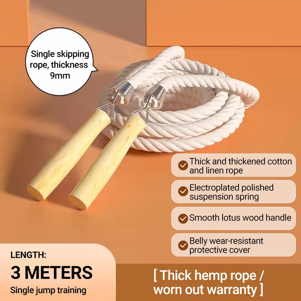 ST ORIGINAL  3/10/15m Thick Long Jump Rope Spring Group Skipping Rope Anti-slip Wooden Handles School Collective Sports Shaking