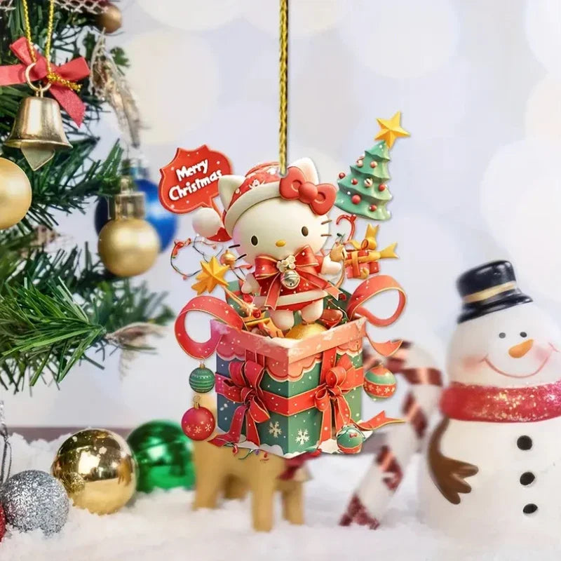1/6/10PCS Christmas Sanrio Theme 2D Acrylic Pendant HelloKitty Cinnamoroll Kuromi Christmas Tree Decoration Pendant