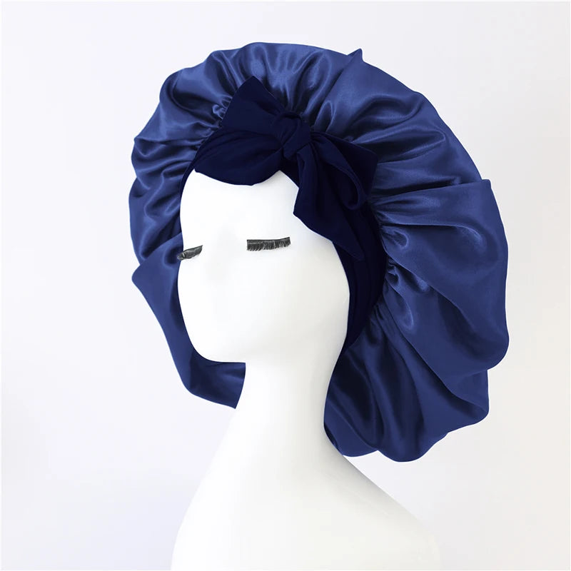 Bonnets Silk Satin Hat Hair Night Satin Bonnet Satin Hat To Sleep Bonnets for Women Cap Beanie Curly Braid Hair DM04