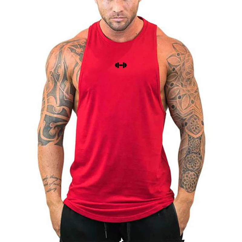 Gym Bodybuilding Fitness Muscle Clothing Summer Cotton Breathable Loose Tank Tops Mens Casual Sport Sleeveless Workout T-Shirts