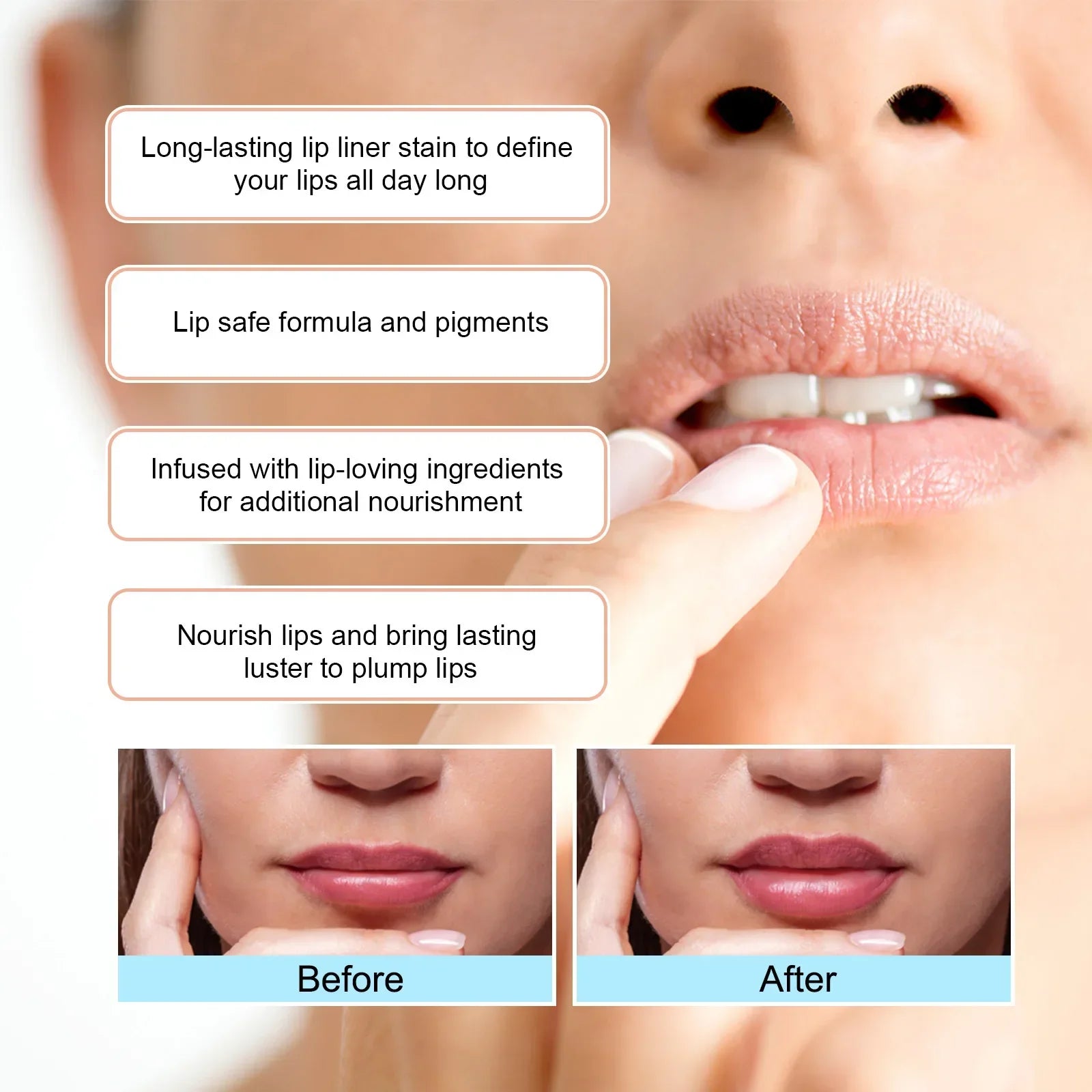 Waterproof Lip Liner Peel Off Tattoo Lipgloss Waterproof Long Lasting Matte Lip Tint Brown Contour Tear-off Lips Stain Cosmetic